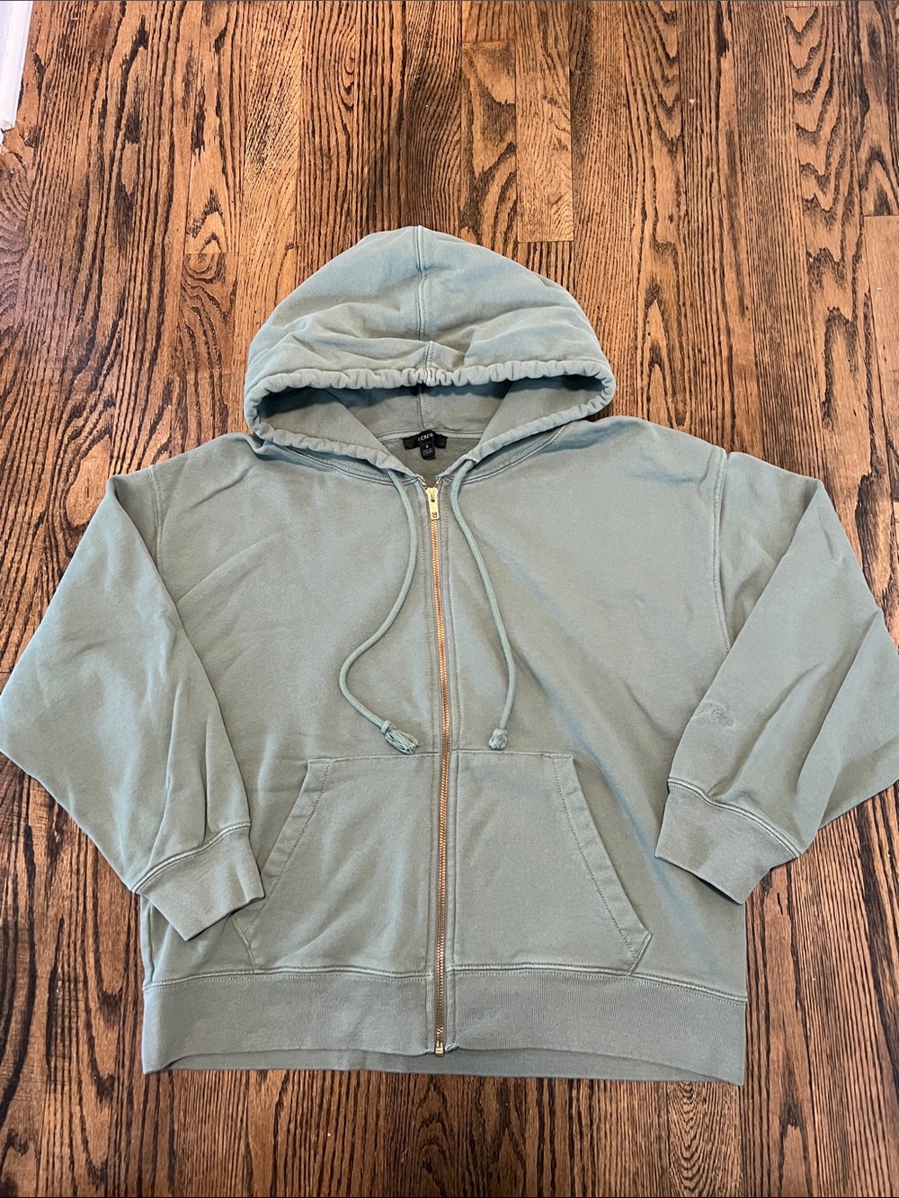 J. Crew Sage Green Full-Zip Hooded Sweatshirt